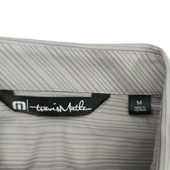 Travis Mathew Shirt Mens Medium Gray Short Sleeve Lightweight Striped Casual - Picture 7 of 10
